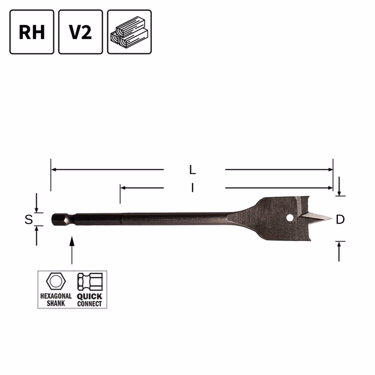 Foreuse de pelle, D=30mm L=150mm