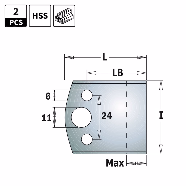 Blanketmessen HSS 18% voor profielfreeskop L=50mm LB=34mm I=46mm