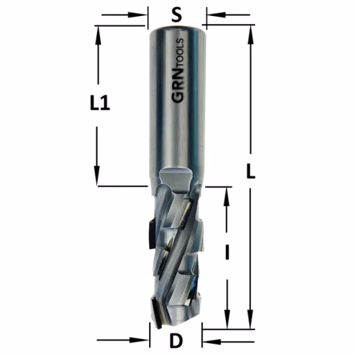 Mèches en diamant polycristalin 20° DP Z2+2 D=20mm L=105mm I=45mm (10+1 PCD) · 142.724.62G