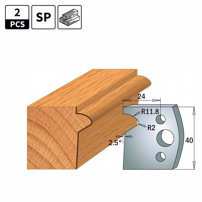 Profielmessen voor profielfreeskop I=40mm profiel 135