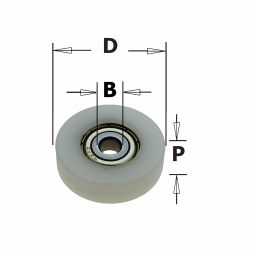 Delrin® rechte kogellager D=25,4mm B=4,76mm P=6,8mm