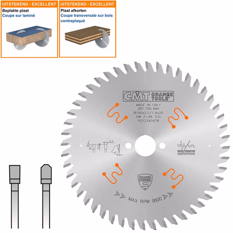 Lame de scie pour plastique et matériau des plaques D=160mm K=2,2mm P=1,6mm Z48 · 281.760.48H