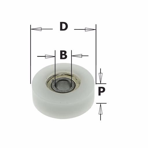 Delrin® rechte kogellager D=19,05mm B=4,76mm P=6,8mm
