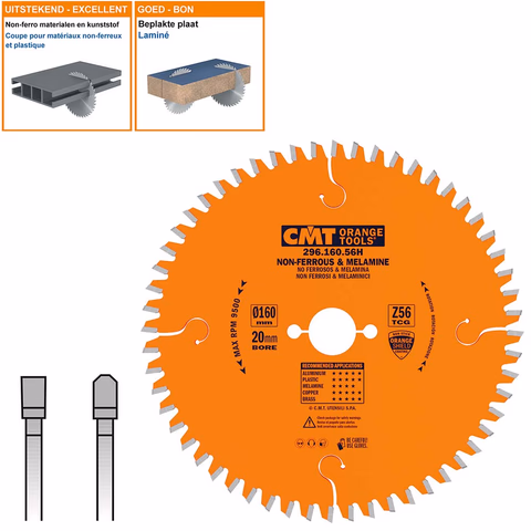 Scie circulaire pour métaux non ferreux et composite D=160mm K=2,2mm P=1,6mm Z56 · 296.160.56H