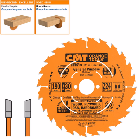 Lame ultra-fine longitudinale/transversale D=190mm B=16mm K=1,7mm Z24