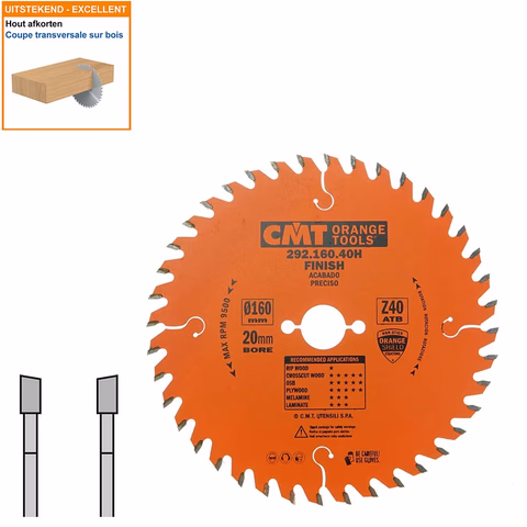 Lame pour abréviation, machine portable D=160mm B=20mm P=1,6mm Z40