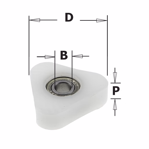 Delrin® driehoekige kogellager D=19mm P=7mm