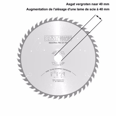 Augmentation de l'alésage d'une lame de scie à 40 mm d=30mm