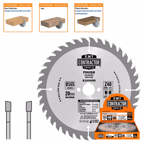 Lame de scie universelles HW Contractor D=165mm B=20mm