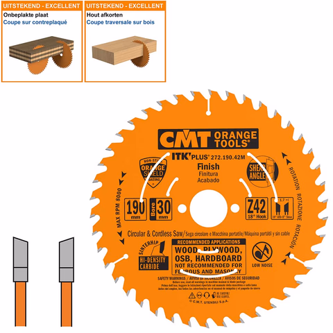 Lame de scie ultra fine universelle D=190mm B=16mm K=1,7mm Z42