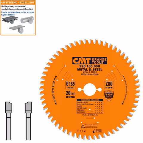 Lame de scie multi-circulaire HW D=165mm B=20mm K=1,6mm P=1,2mm