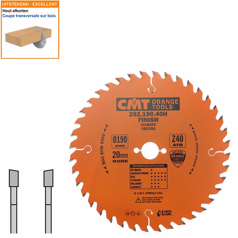 Lame pour abréviation, machine portable D=190mm B=20mm P=1,6mm Z40