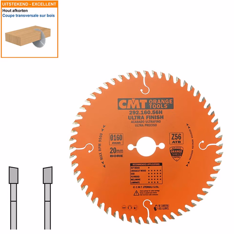 Lame pour abréviation, machine portable D=160mm B=20mm P=1,6mm Z56