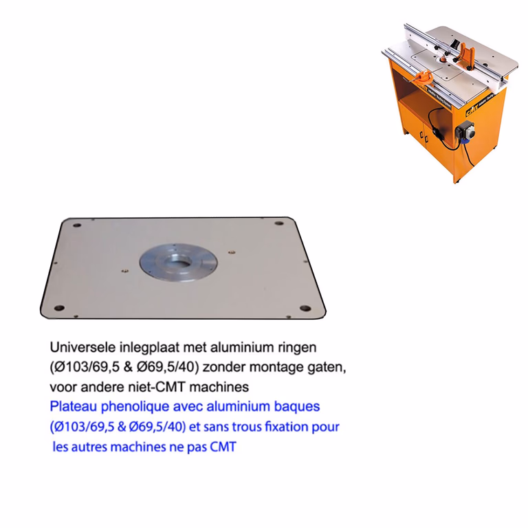 Plateau phénolique Ø103/69,5 mm, sans trous, défonceuse CMT