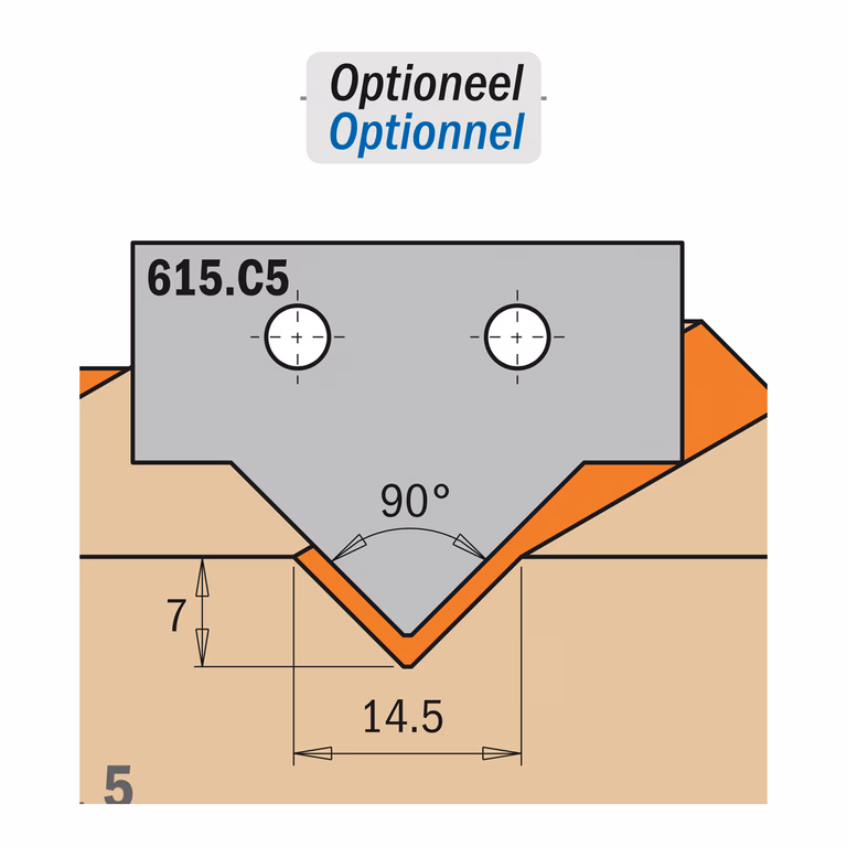 Profielmes voor profielfrees type C5 K=2mm d=4mm