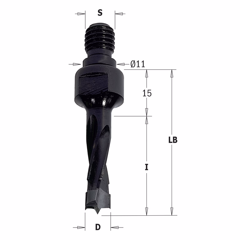 Mèche filetée 11x4 mm, droite · 339.120.11