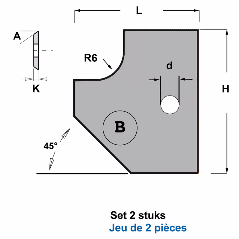 Paire de couteaux de profil type B6