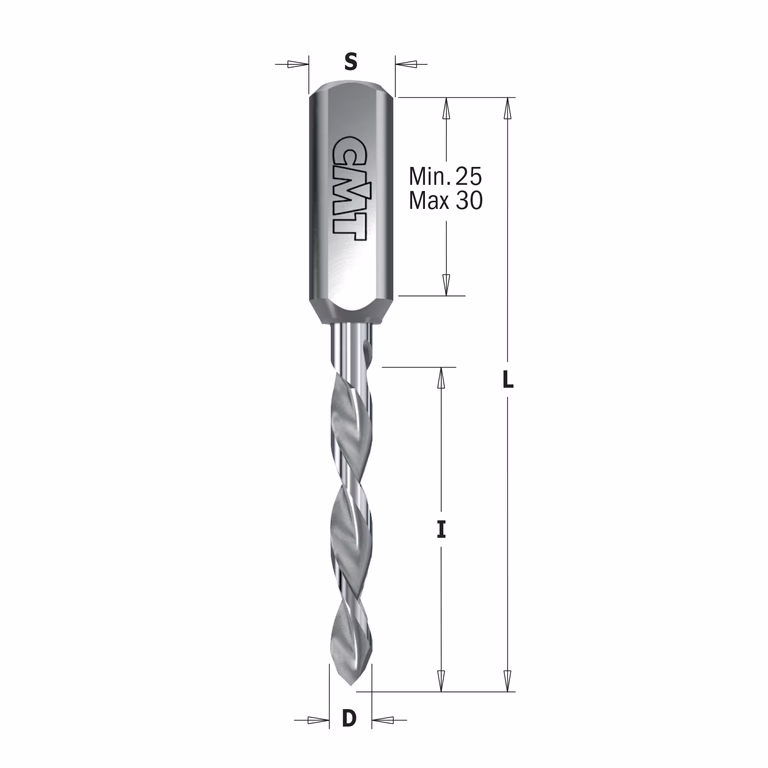 Drevelboor, links D=3,5mm L=70mm L1=30mm I=27mm
