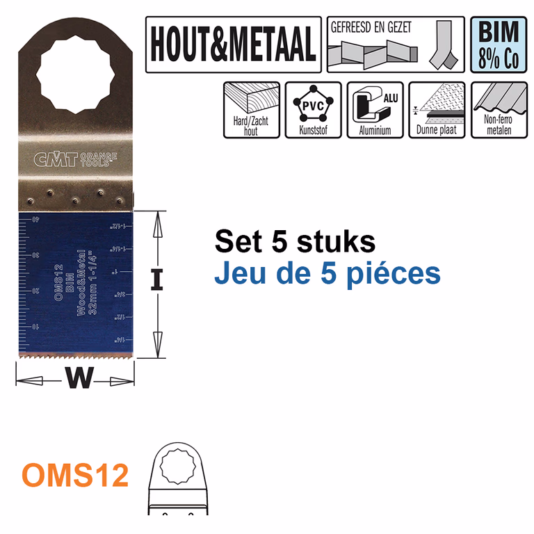 Multitoolzaagblad voor hout en metaal, 32mm · OMS12-X5