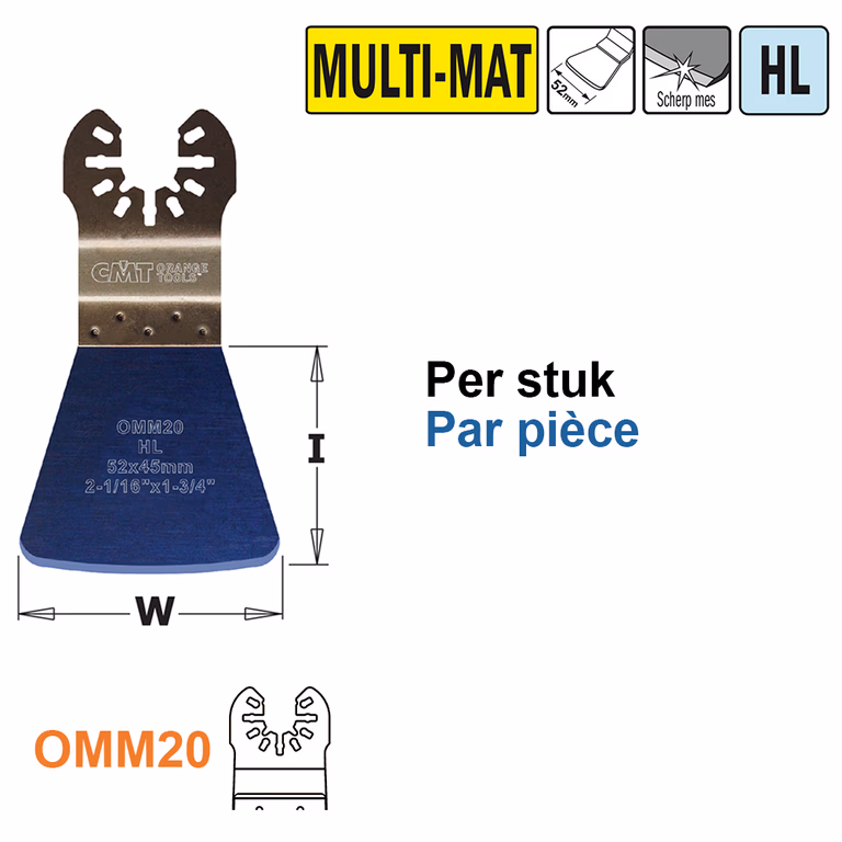 HL spatule stable / racleur pour tous les matériaux, 52mm I=45mm · OMM20-X1