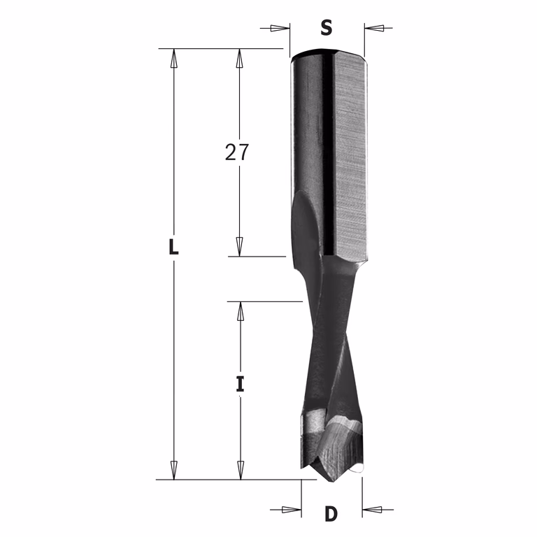 Mèche pour perceuse, droite D=7mm L=57,5mm L1=27mm I=27mm · 310.070.41