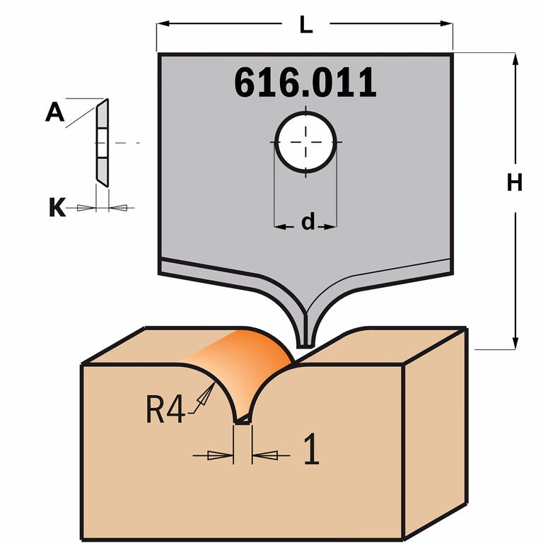 Plaque profil pour multi fraise type 11 L=20mm K=2mm
