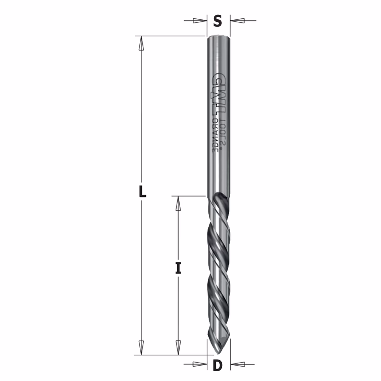 Foret hélicoïdal HWM solide, angle de coupe de 60°, gauche D=3,5mm S=3,5mm L=52mm