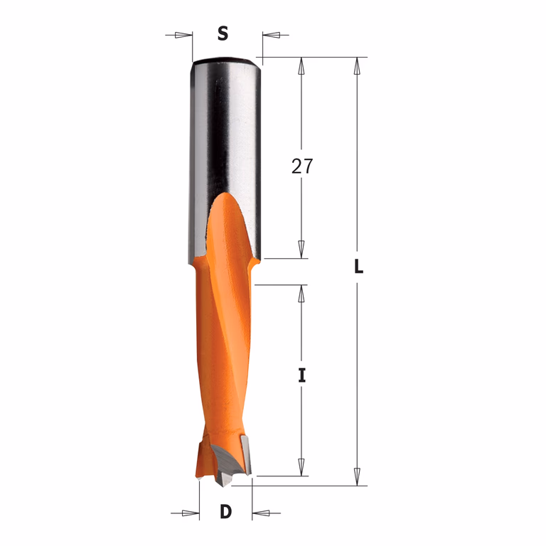 Mèche pour perceuse, gauche D=4,5mm L=57,5mm L1=27mm I=27mm