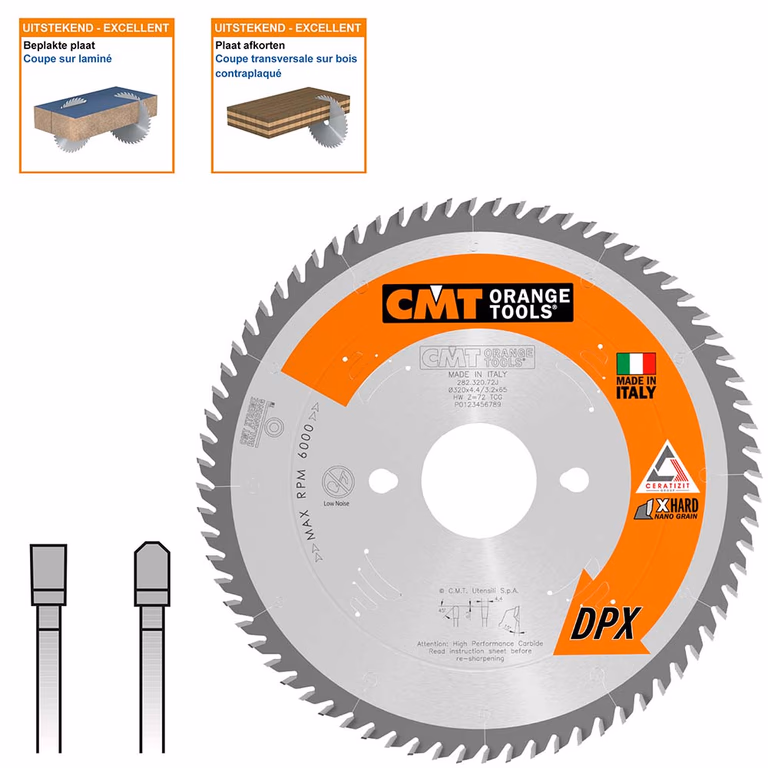 Lame de scie avec dents DPX (carbure), CMT 282.320.72J