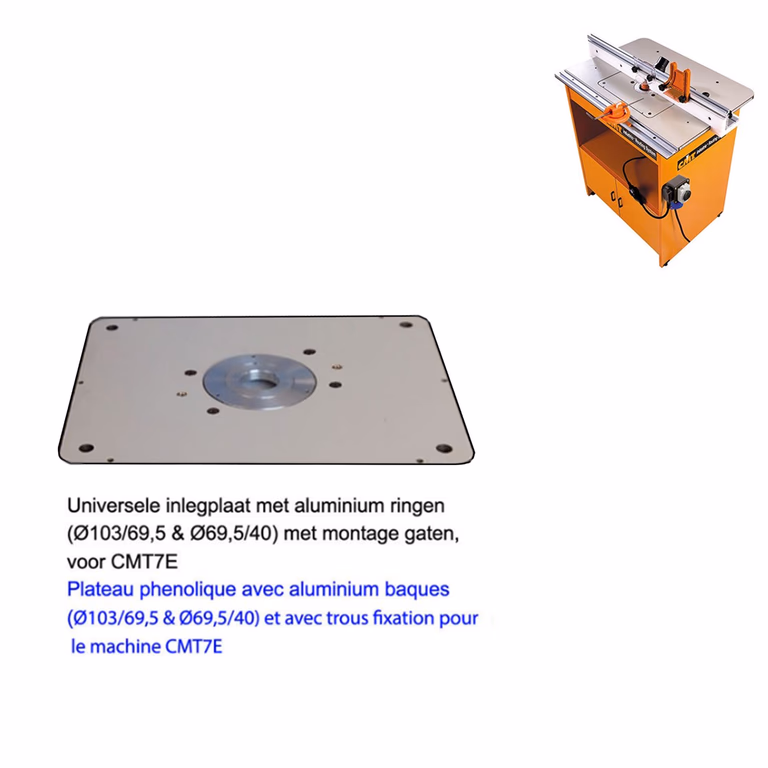 Plateau phénolique Ø103/69,5 mm, alu, CMT7E