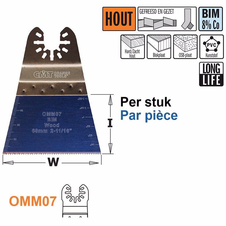 Multitoolzaagblad voor hout, 68mm · OMM07-X1