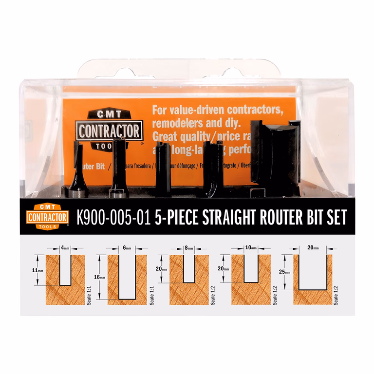 Set 5 pièces fraises Contractor dans une boîte en pvc, HW
