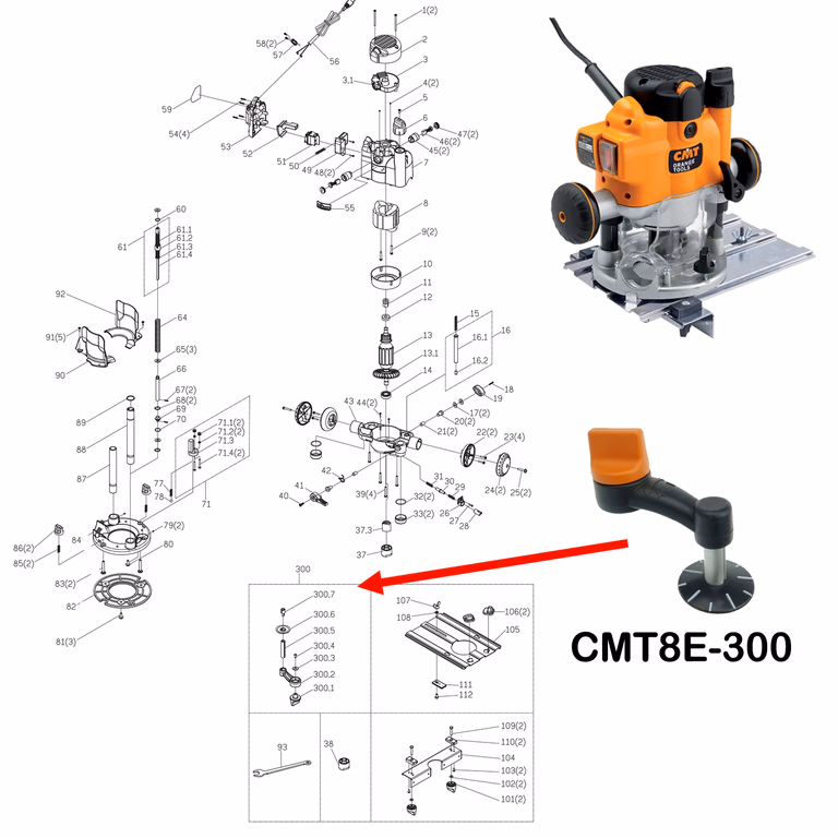 Poignée rotative pour faire monter et descendre la machine