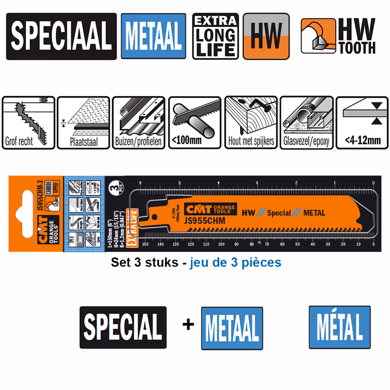 Lame de scie alternative HM 150mm x 24 x 1.2 x 8TPI