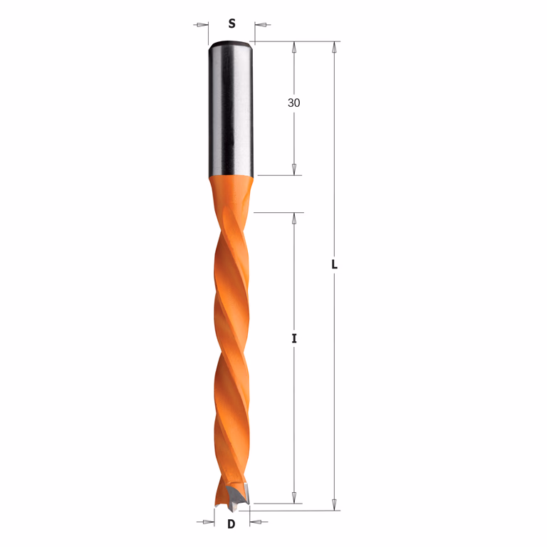 Mèche pour perceuse, gauche D=5mm L=105mm L1=30mm I=65mm