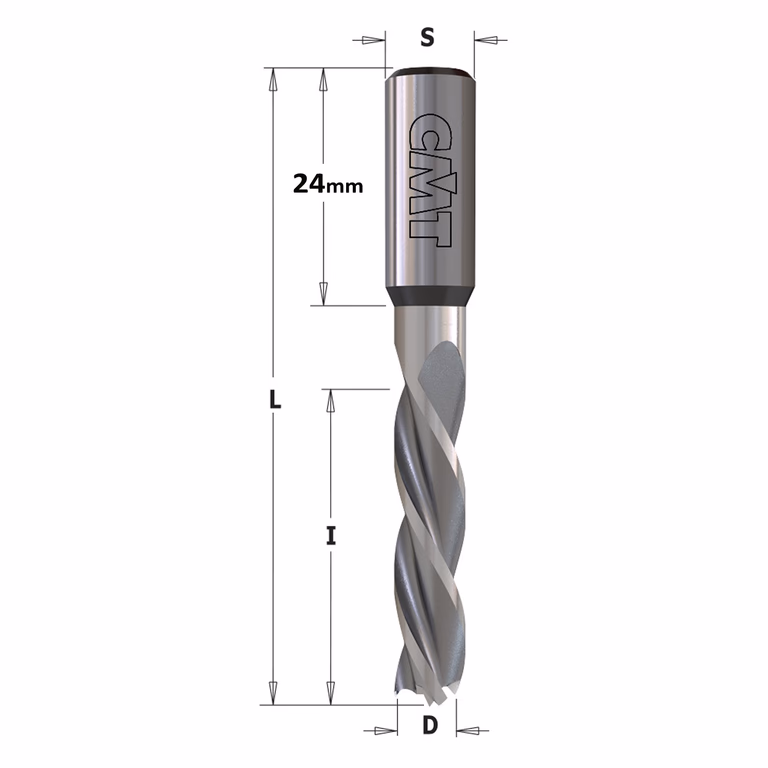 Drevelboor, Links D=5mm I=30mm