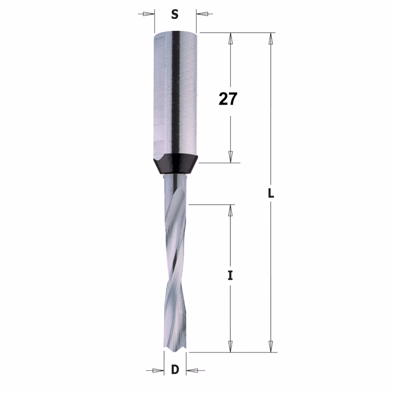 Mèche pour perceuse carbure solide, droite D=6mm L=70mm L1=31,5mm I=30mm