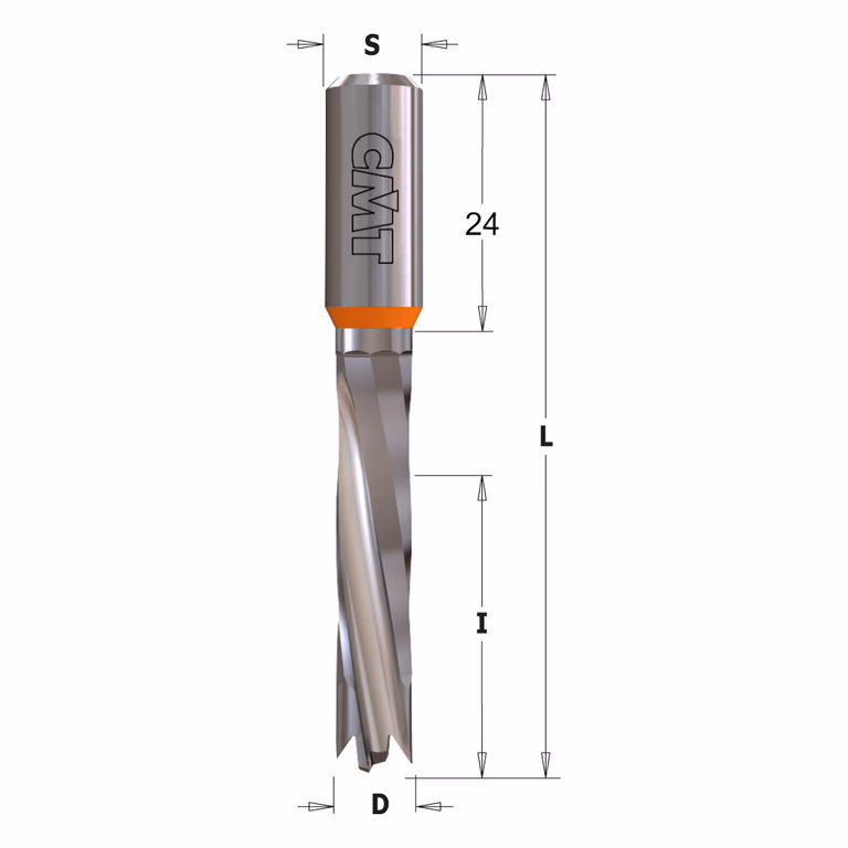 Mèche pour perceuse, gauche D=8mm L=70mm L1=24mm I=30mm
