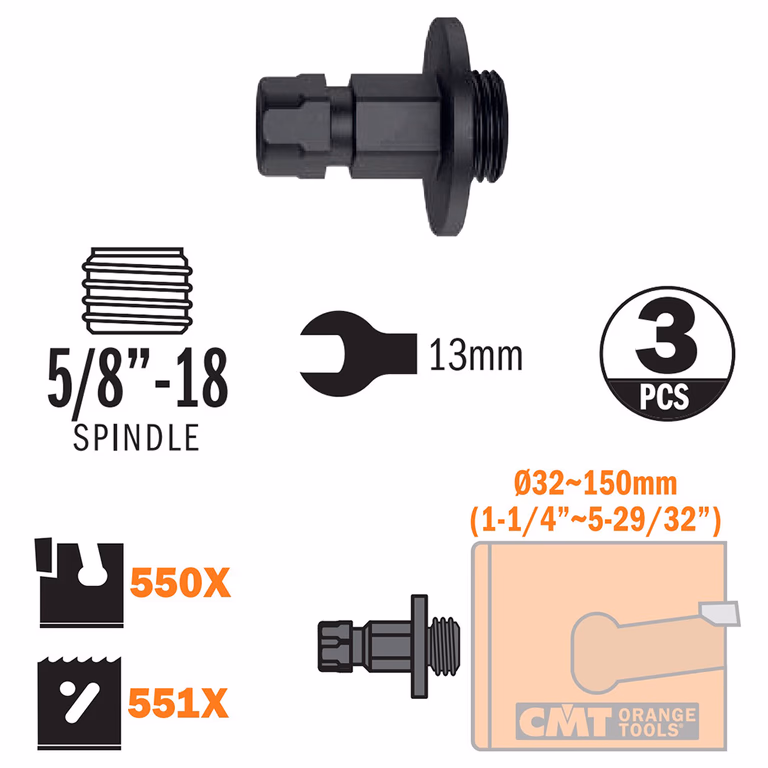 Adaptateur pour tous types de scies cloches Ø32-150mm