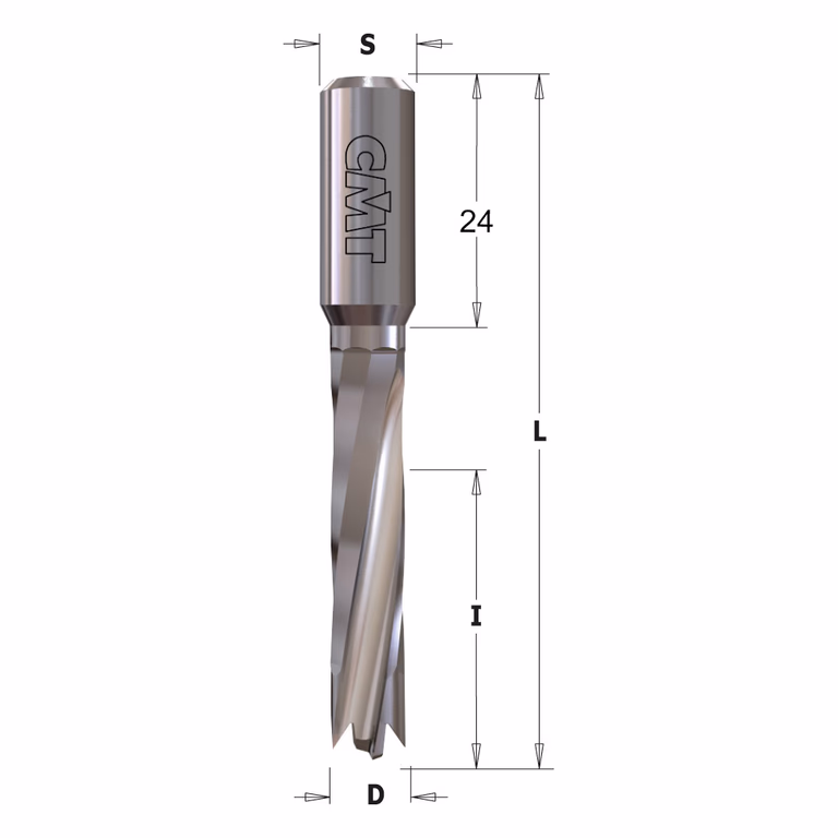 Mèche pour perceuse, droite D=8mm L=70mm L1=24mm I=30mm