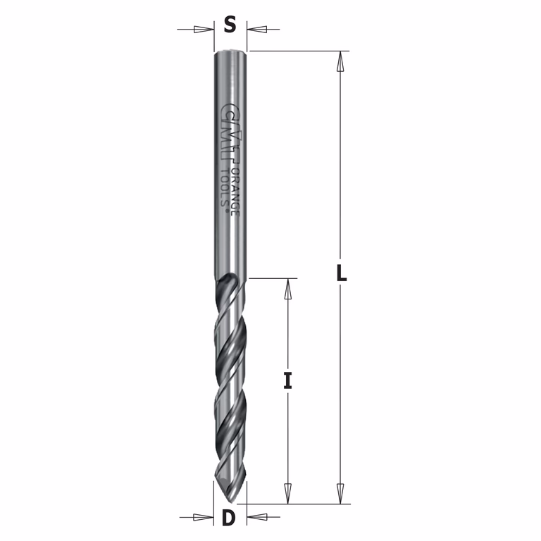 Doorgangsboor, V-punt 60° geslepen, rechts D=3,5mm S=3,5mm L=52mm
