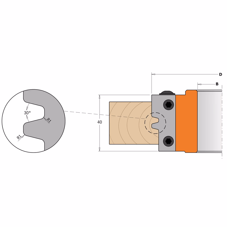 Profielmes voor 2-tands trapeziumverlijmfrees