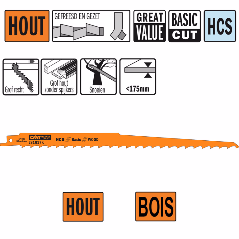Lame de scie sables HCS 300mm x 1,25 x 3TPI