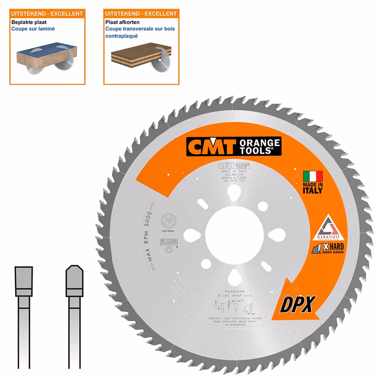 Lame de scie avec dents DPX (carbure), CMT 282.380.72W