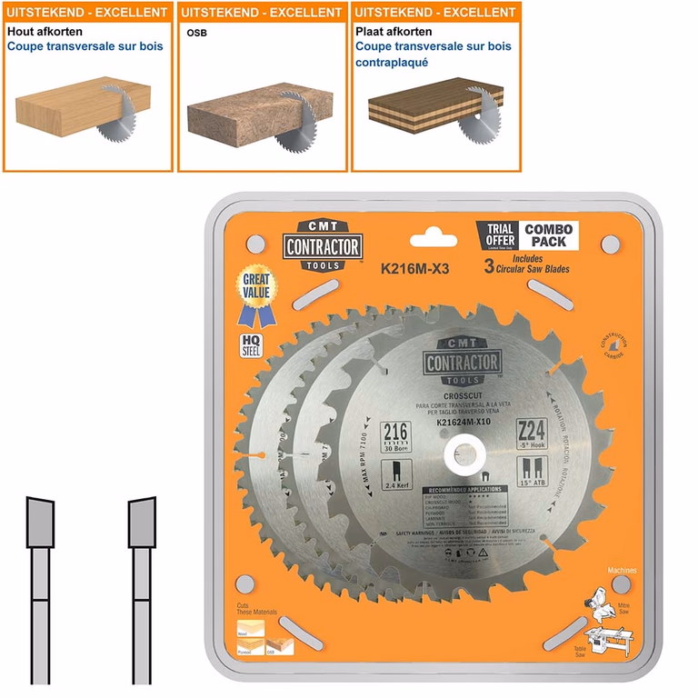 Jeu de lames de scie universelles HW Contractor