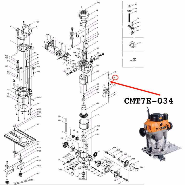34_WORM SHAFT, METRIC (BEFORE 2010 for 2000W)