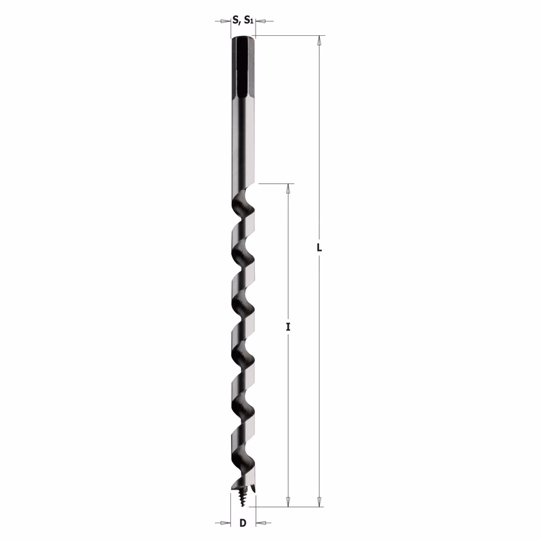 Foret hélicoïdal, droite D=6mm S=6mm L=460mm I=380mm