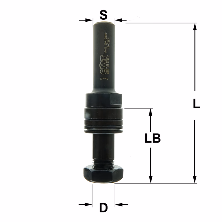 Broche de 12 mm sans bagues de réglage ni écrou de blocage. 924.135.00
