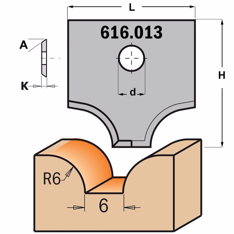 Plaque profil pour multi fraise type 13 L=20mm K=2mm
