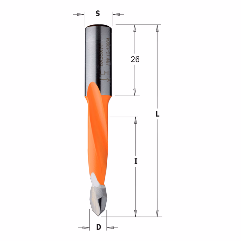 Drevelboor, links D=5mm L=70mm L1=26mm I=35mm · 314.050.42